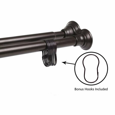 UTOPIA ALLEY 42 - 72 in. Rustproof Aluminum Double Tension Straight Shower Curtain Rod - Oil Rubbed Bronze UT585493
